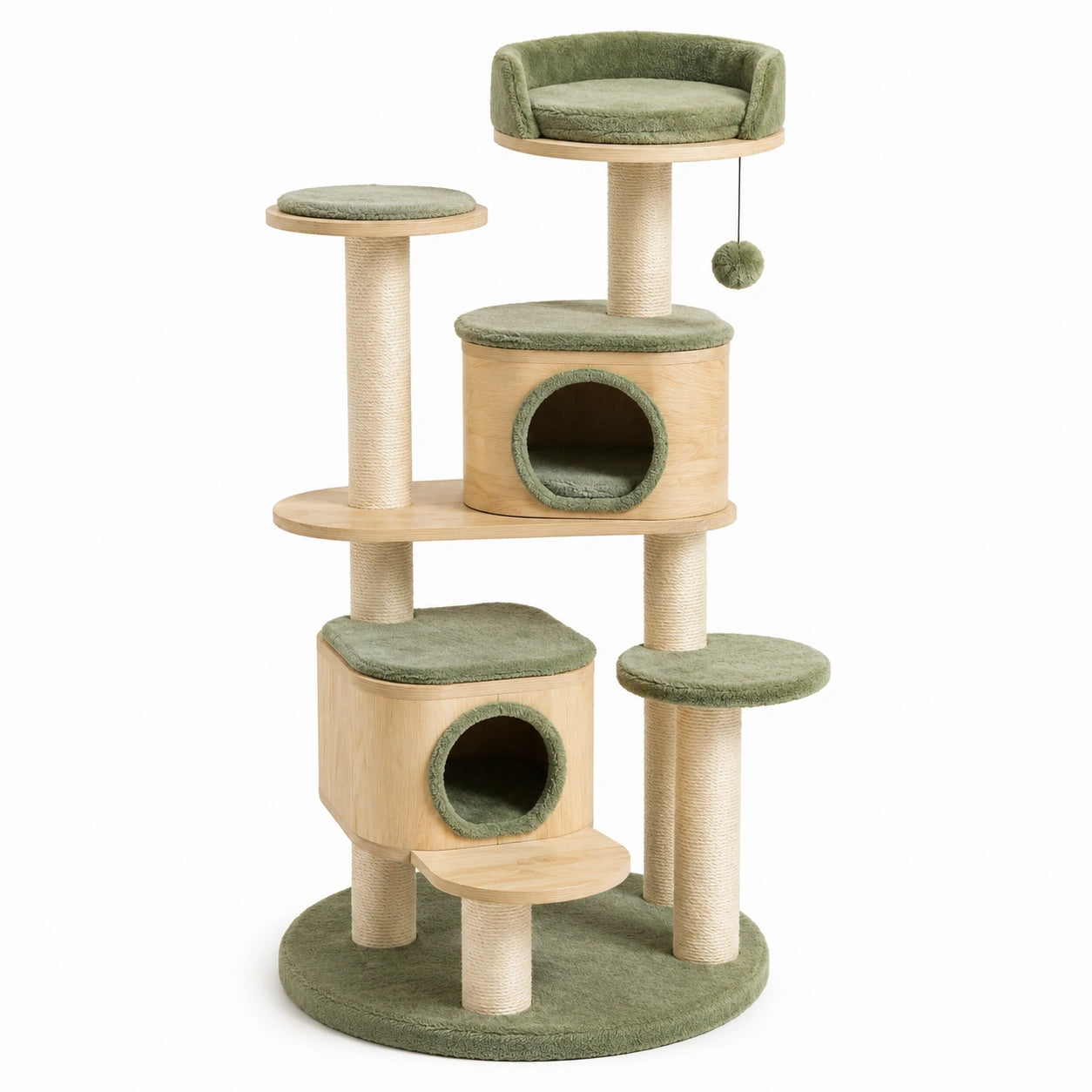 Albero Tiragraffi per Gatti in Legno e Sisal Verde