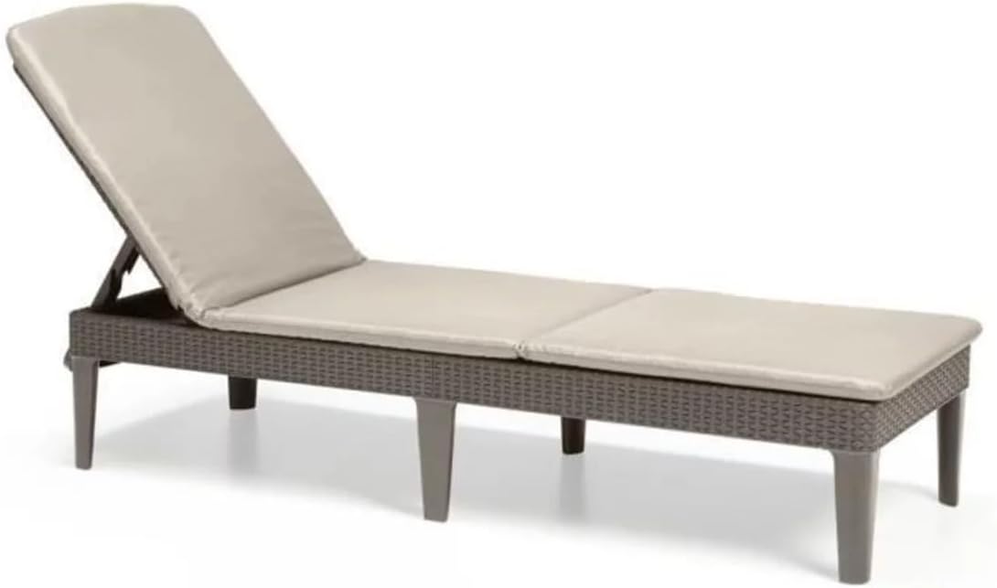 Lettino prendisole Keter, 187 × 58 × 29 cm, rattan, con cuscino, pieghevole, per giardino e terrazzo