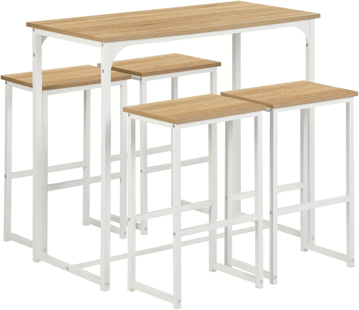 Tavolo da bar GOKHOMX, 4 sgabelli, legno, MDF, Rovere, per sala da pranzo e cucina