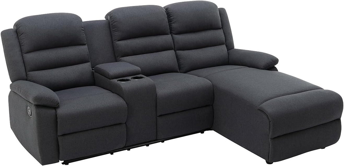 Divano angolare Vente-unique, 231 × 172 × 102 cm, tessuto, Antracite, con braccioli, per soggiorno