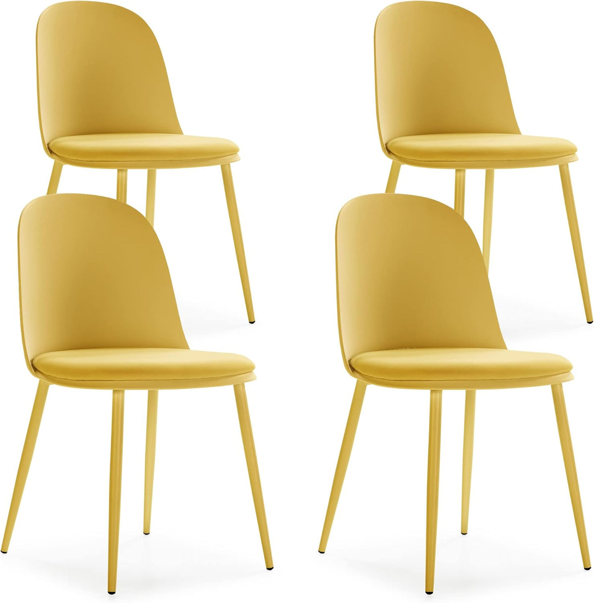 Sedia HOMN LIVING, 4 sedie, metallo, Senape, imbottita, 45 cm (Larghezza) 51,5 cm (profondità) 83 cm (Altezza)