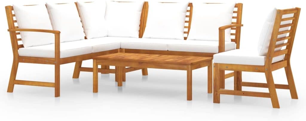 Set di mobili da giardino vidaXL, legno, Crema, per giardino e terrazzo