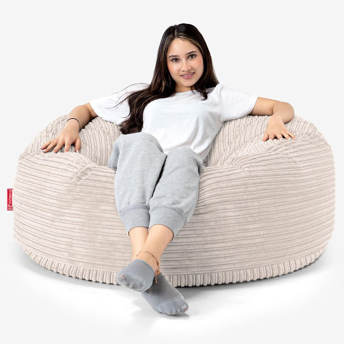 Pouf a sacco Lounge Pug, velluto, per soggiorno, Pouf XXL per Adulti