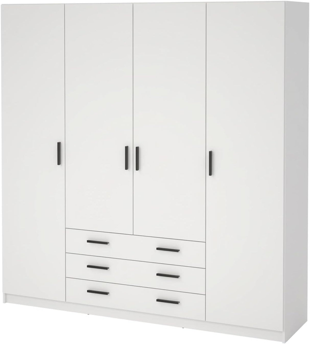 Armadio Arreditaly, 4 ante, 3 cassetti, 8 ripiani, 195,5 × 49,6 × 200,4 cm, Bianco, regolabile, per camera da letto
