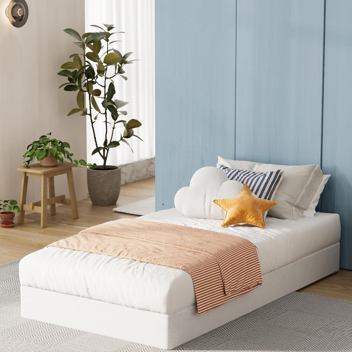 Letto Daqutic, tessuto, per camera da letto, Molle per letti singoli, altezza 15,2 cm, con copertura