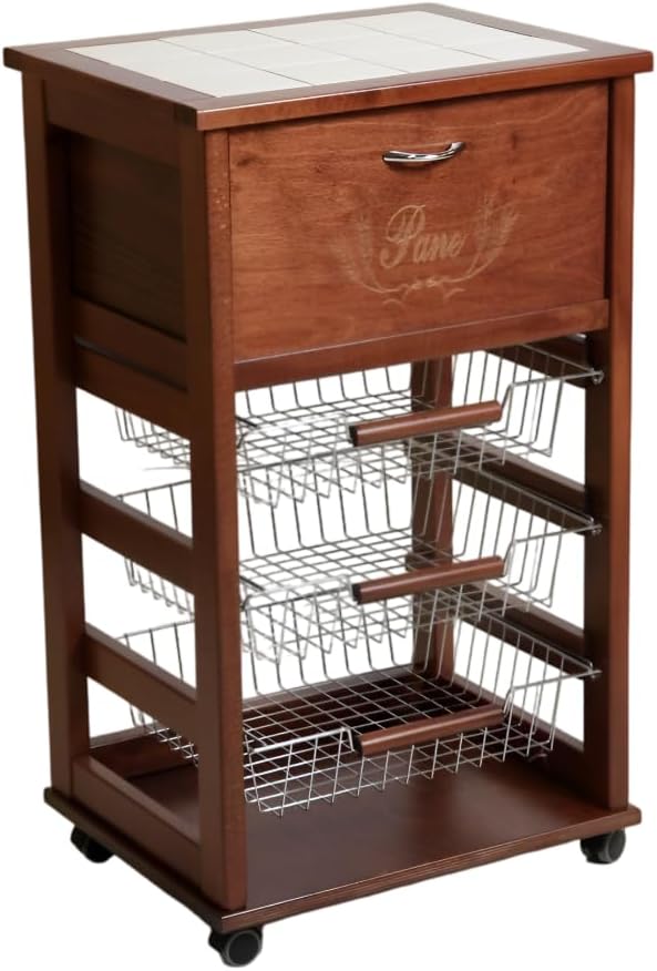 Carrello da cucina MA MAISON, 85 × 49 × 39 cm, legno, Noce, per sala da pranzo e cucina