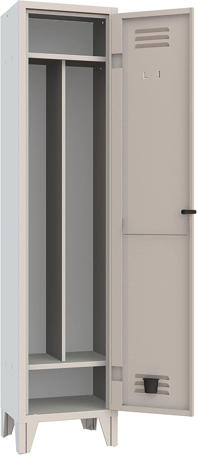 Armadietto XLOCKERS, 42 × 33 × 180 cm, metallo, Grigio, con Ripiano Superiore/Inferiore/Divisorio Sporco/Pulito