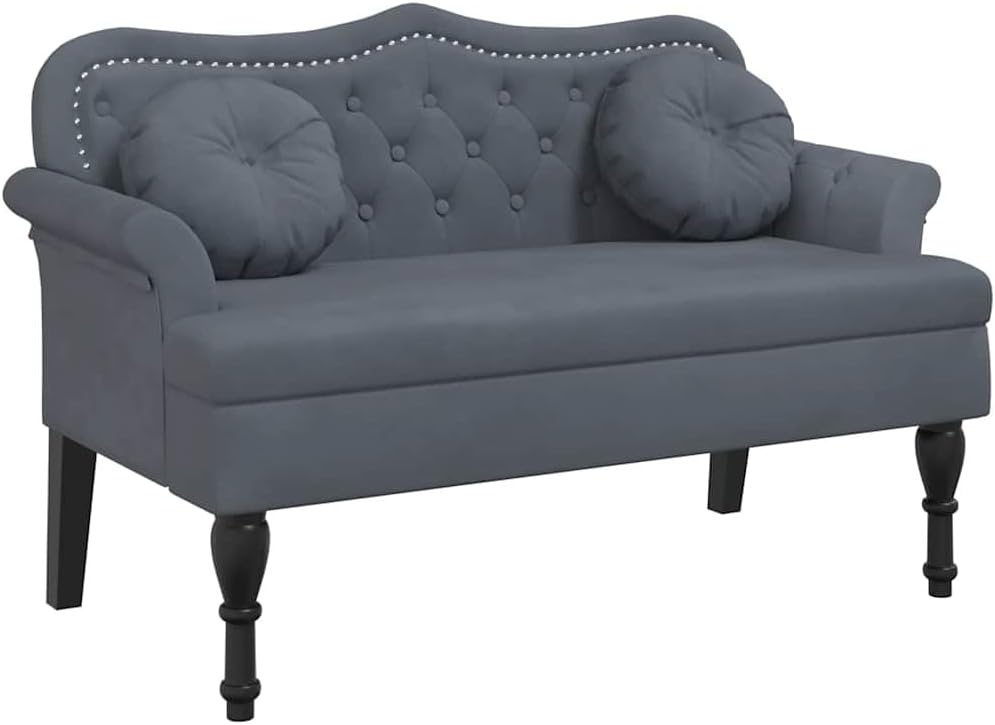 Panca vidaXL, 120,5 × 65 × 75 cm, velluto, Grigio scuro, con braccioli