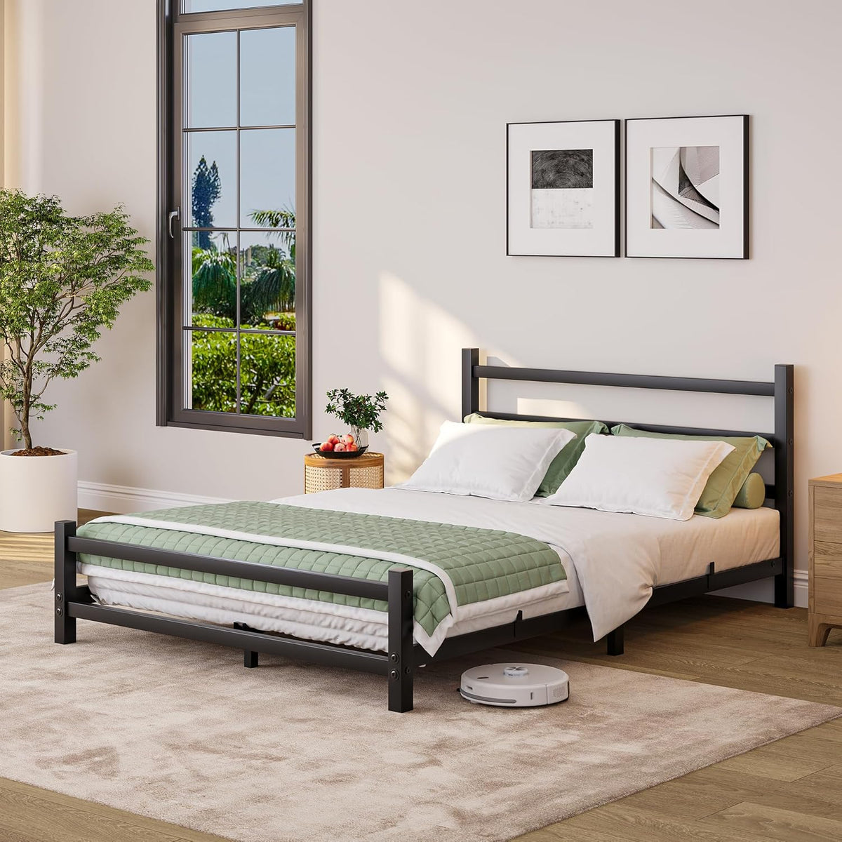 Struttura letto HOMERECOMMEND, matrimoniale, 196 × 90 × 80 cm, acciaio, metallo, Nero, per camera da letto