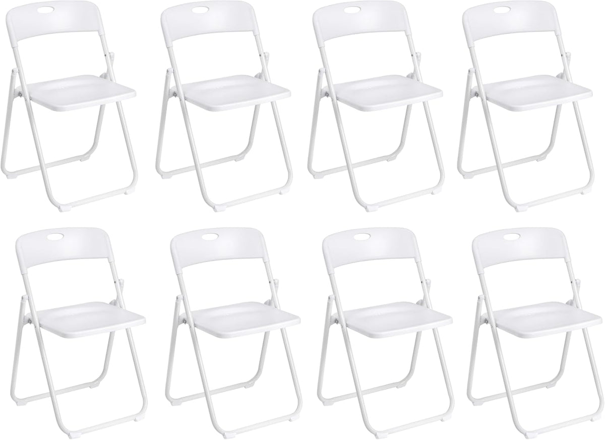 Sedia Baroni Home, 8 pezzi, 74 × 43 × 49 cm, acciaio, Bianco, pieghevole, per sala da pranzo e cucina