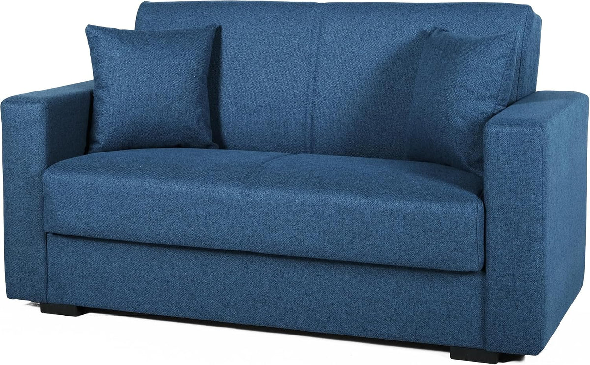Divano letto Arredo Stock, 2 posti, 155 × 80 × 87 cm, tessuto, Blu, per soggiorno