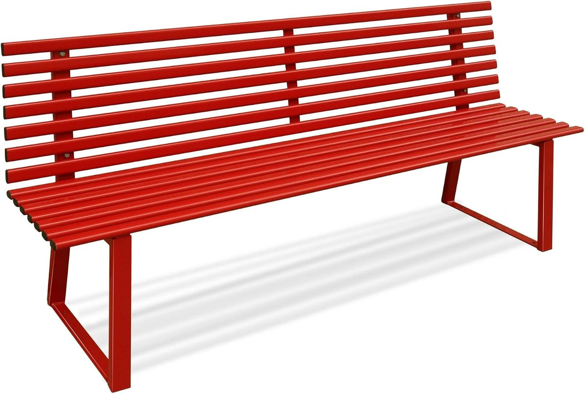 Panca ANDRYS, acciaio, Rosso, per giardino e terrazzo, Panchina da Esterno e Giardino con Schienale (Rossa 190cm)