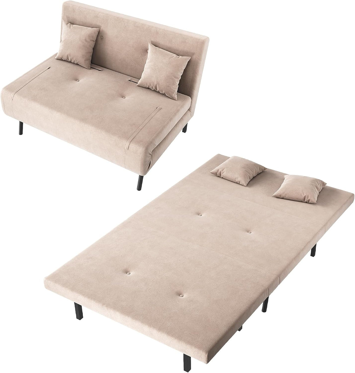 Divano letto SONNI, 3 in 1, 120 × 80 × 79 cm, misura 120 × 80, velluto, regolabile, pieghevole, idrorepellente, per soggiorno