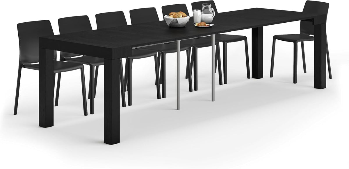 Tavolo allungabile Mobili Fiver, 14 posti, alluminio, Nero, per sala da pranzo e cucina