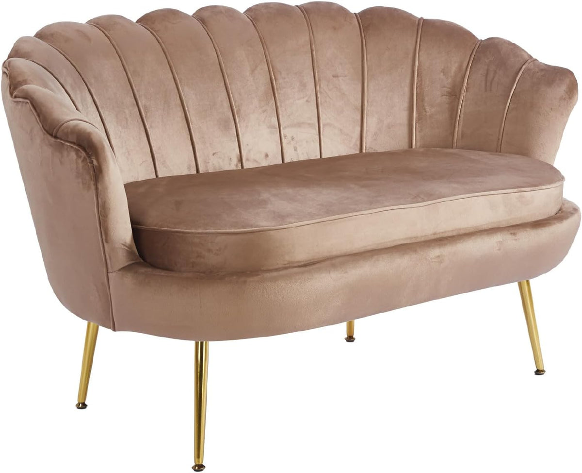 Divano Il Gruppone Passione Casa, 2 posti, 133 × 63 × 75 cm, metallo, velluto, Tortora, con braccioli, per soggiorno