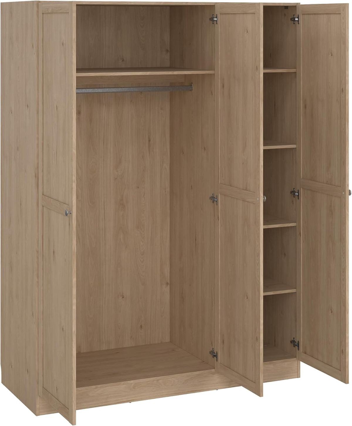 Armadio guardaroba AVANTI TRENDSTORE, 3 ante, 5 ripiani, 147 × 200,1 × 61,6cm, legno, Bianco, per camera da letto