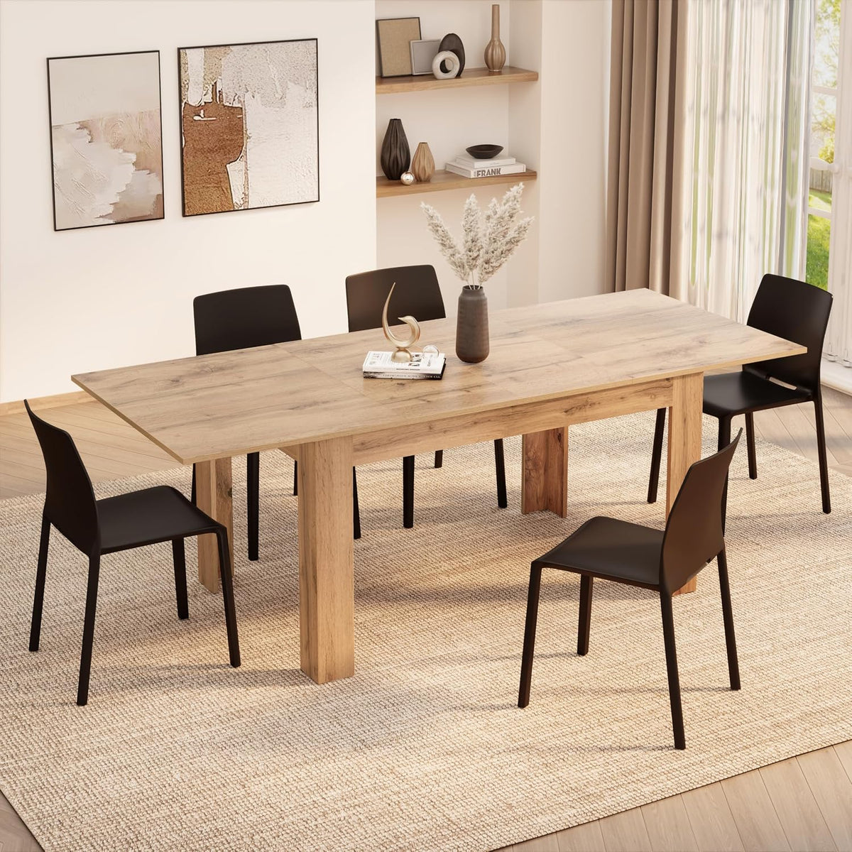 Tavolo allungabile Mobili Fiver, Rovere, per sala da pranzo e cucina, 140(220) x90 cm, per 6-8 persone