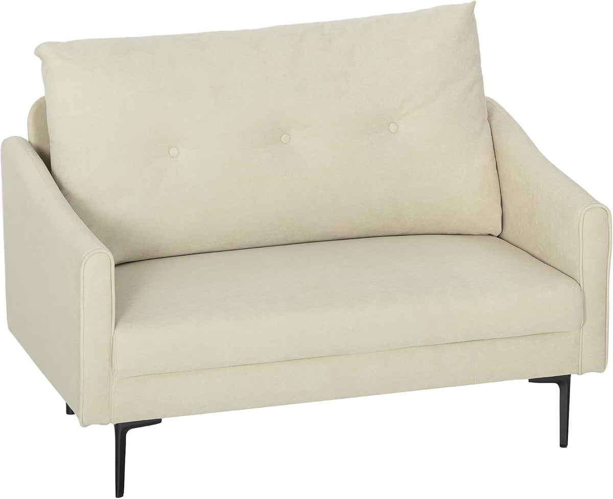 Divano HOMCOM, 2 posti, 124 × 73 × 92 cm, velluto, Crema, imbottito, per soggiorno