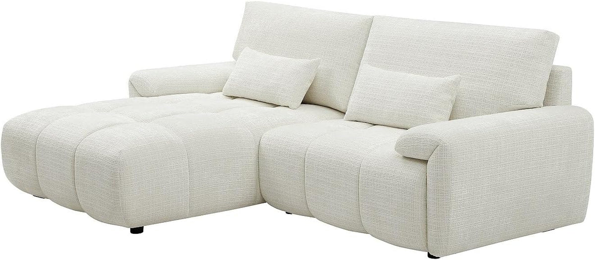 Divano angolare Vente-unique, 242 × 171 × 90 cm, ciniglia, Bianco, sfoderabile, per soggiorno