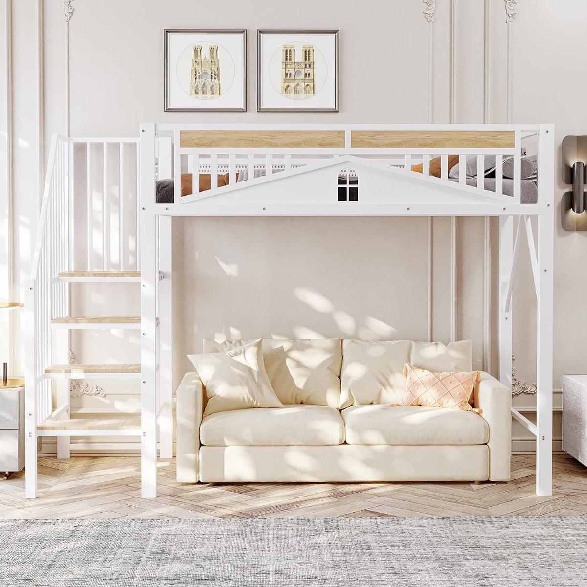 Letto Soweiz, 255 × 95 × 170 cm, 90 × 200 cm, metallo, tessuto, Bianco, per camera da letto