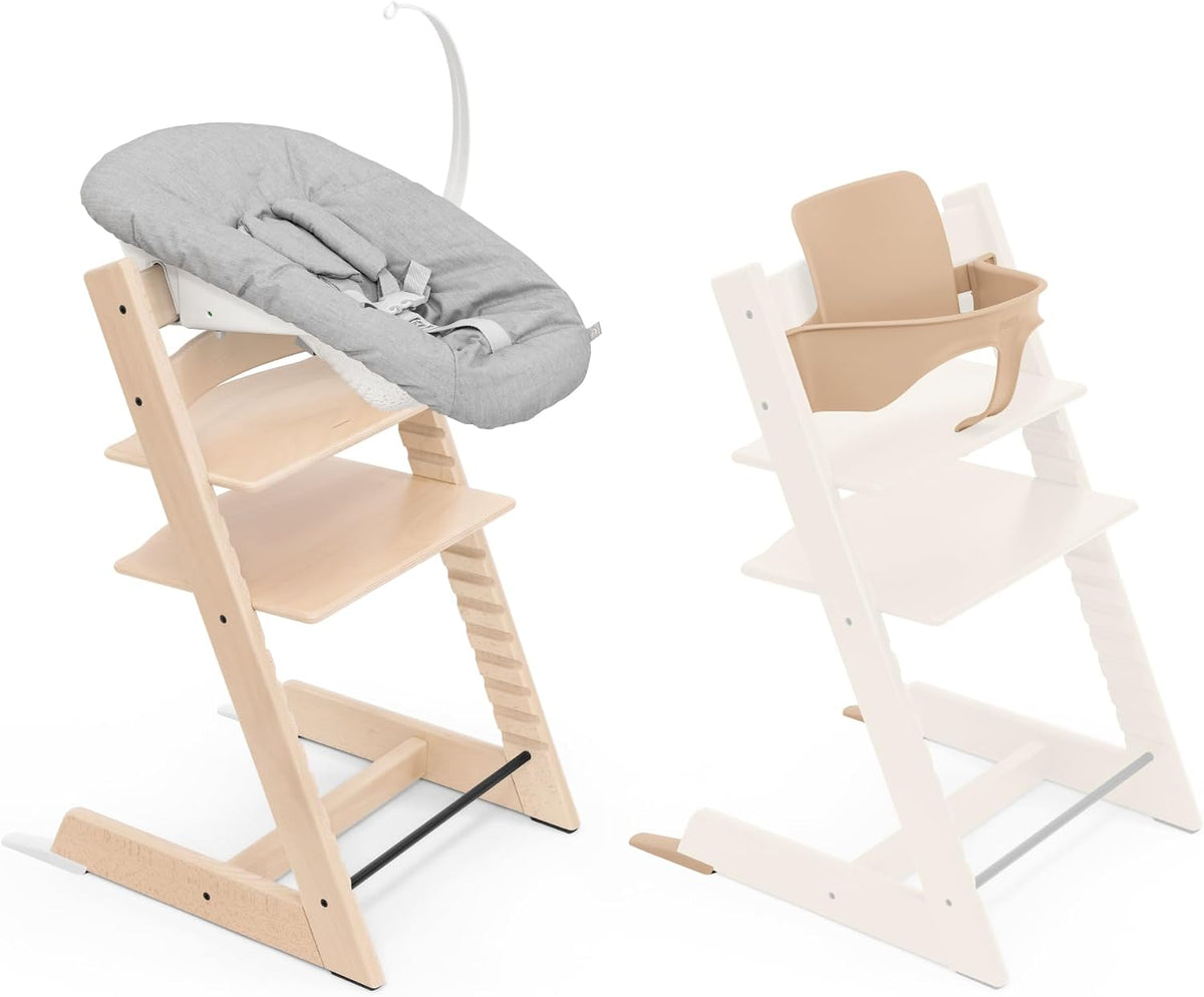 Sedia Stokke, Naturale, regolabile, con poggiapiedi