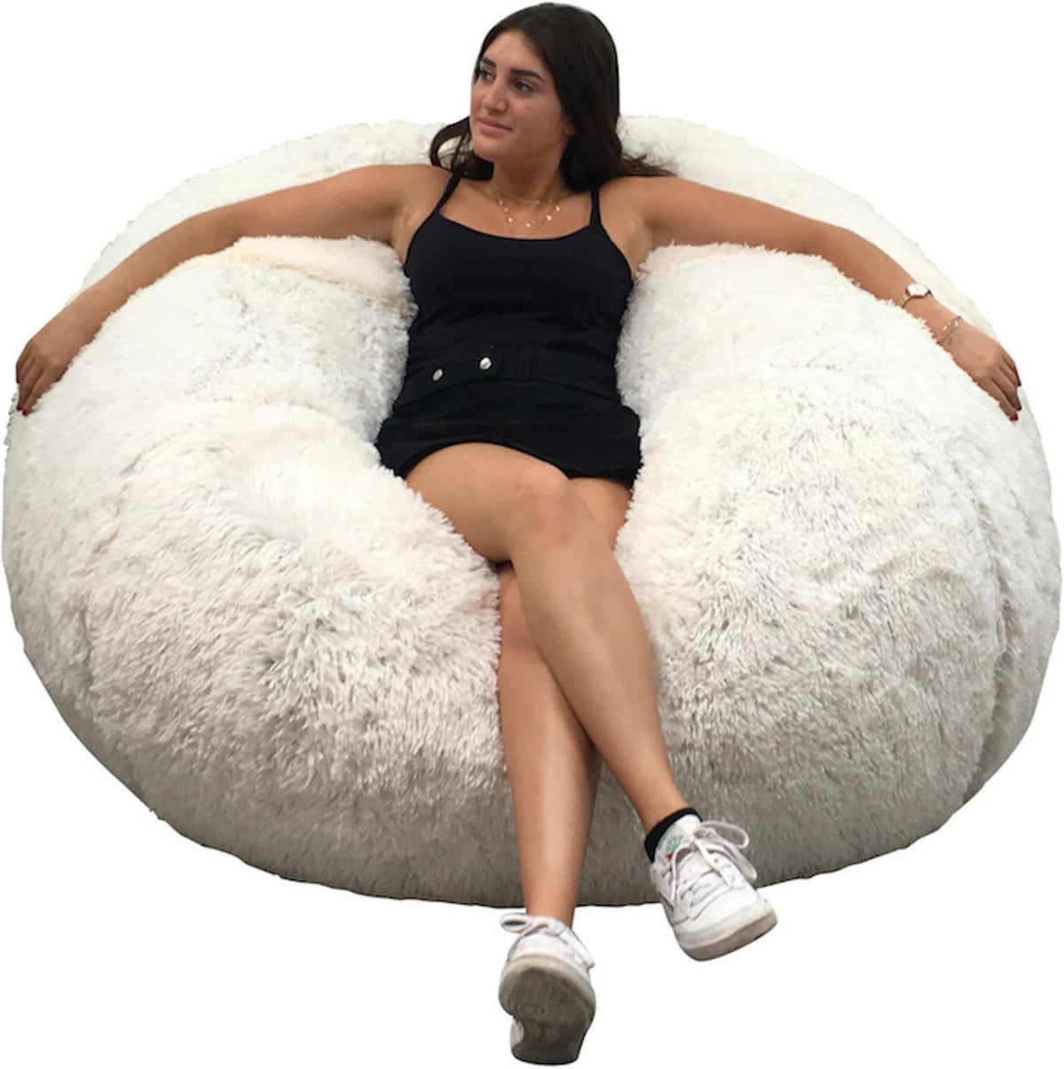 Pouf a sacco bananair, Bianco, sfoderabile, imbottito, Imbottitura in Schiuma, Bean Bag XXL 120 cm