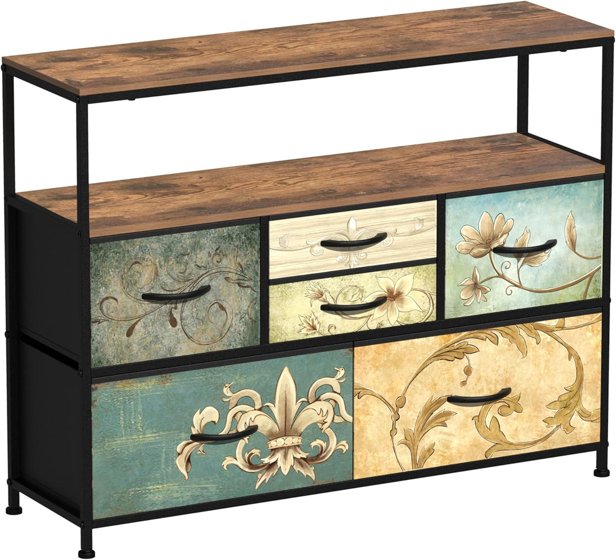 Cassettiera VEDECASA, 6 cassetti, legno, metallo, per soggiorno e camera da letto, organizer per TV