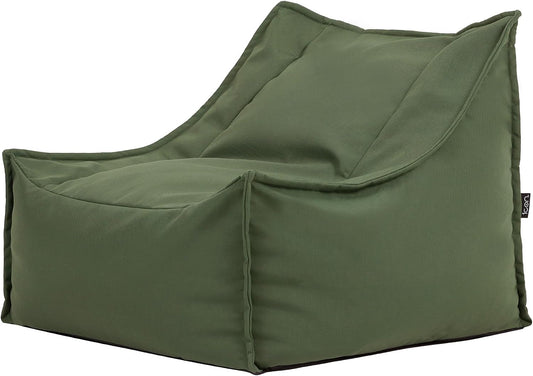 Pouf a sacco icon, legno, tessuto, Verde, con poggiapiedi, idrorepellente