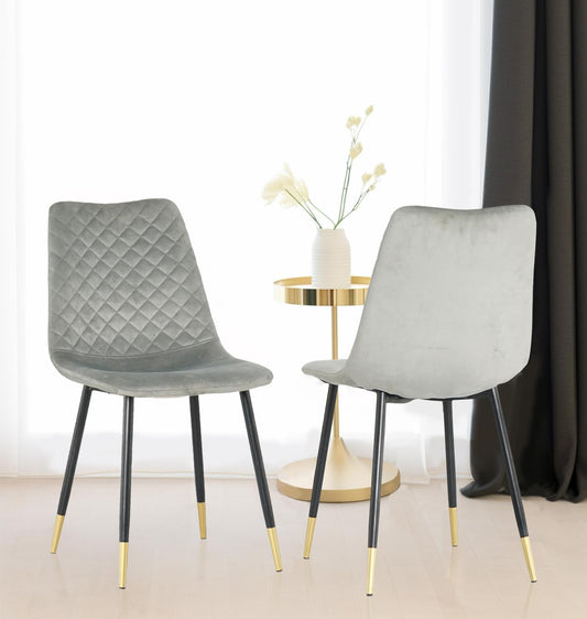 Sedia Hallowood Furniture, 2 sedie, 88 × 44 × 54 cm, metallo, velluto, Nero e grigio, con cuscino