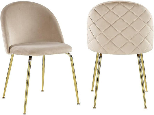 Sedia Vente-unique, 50 × 55 × 77 cm, velluto, Beige, imbottita