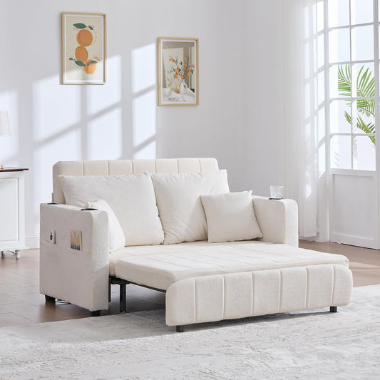 Divano MAMAINI, 139 × 83 × 58 cm, tessuto, allungabile, pieghevole, con braccioli, con porta USB, imbottito, per soggiorno