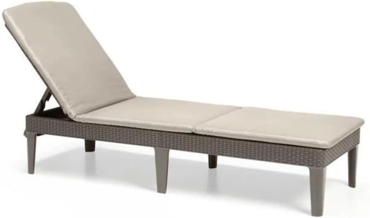 Lettino prendisole Keter, 187 × 58 × 29 cm, rattan, con cuscino, pieghevole, per giardino e terrazzo