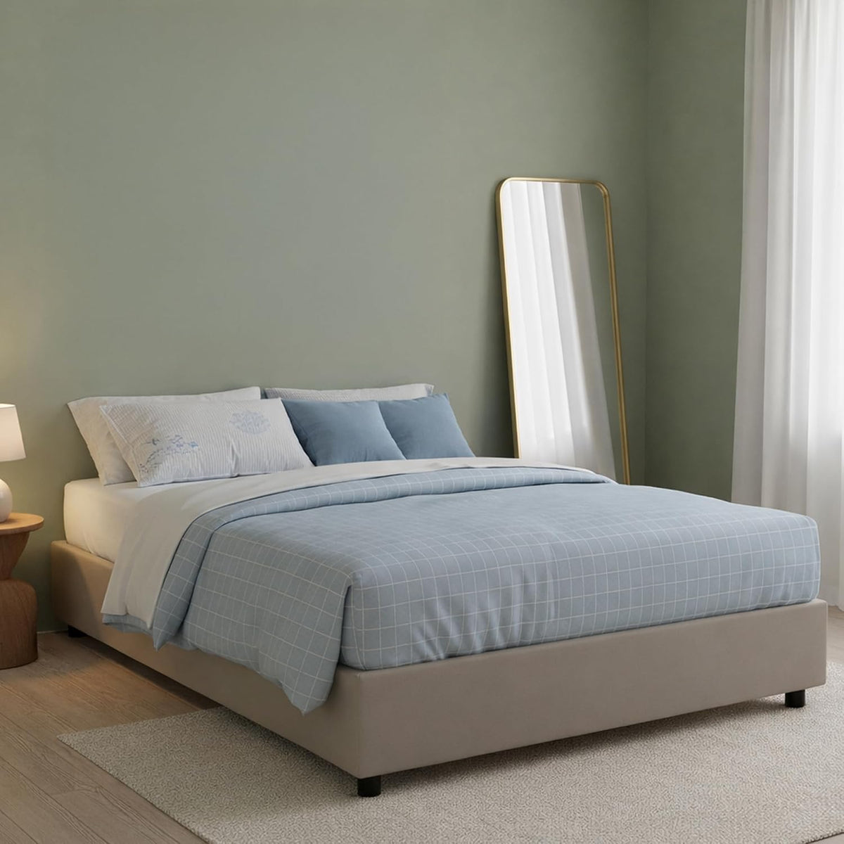 Letto contenitore Talamo Italia, matrimoniale, 160 × 190 cm, misura 160 × 190, materasso incluso, tessuto, Bianco, con contenitore, con rete a doghe