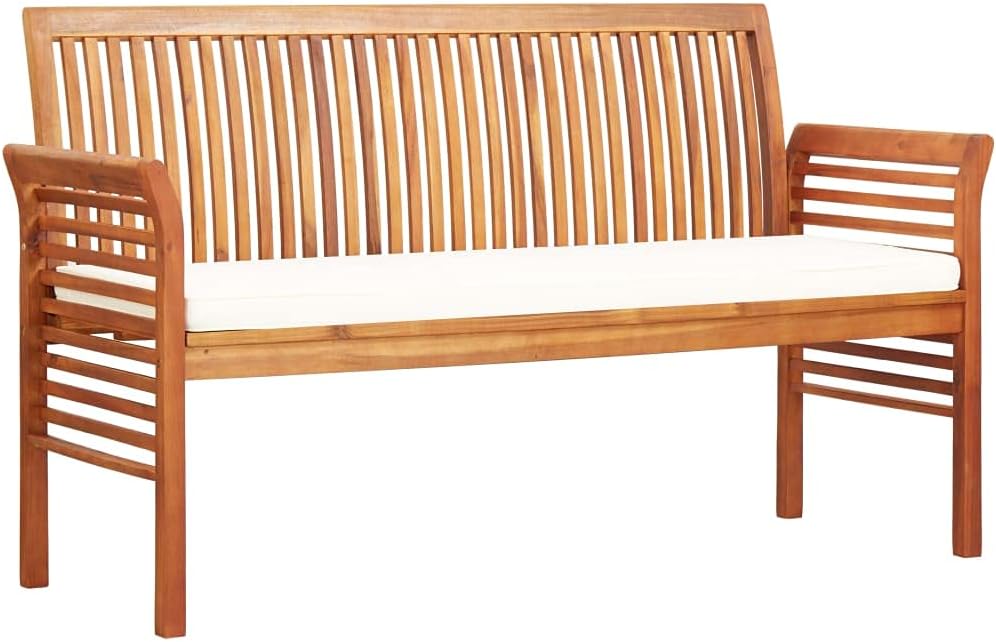Panca vidaXL, 3 posti, 150 × 60 × 90 cm, legno massello, Marrone, con cuscino, per giardino e terrazzo