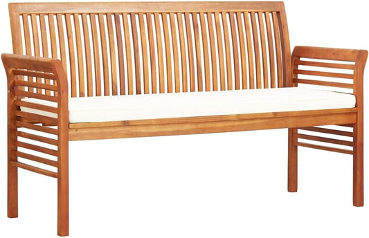 Panca vidaXL, 3 posti, 150 × 60 × 90 cm, legno massello, Marrone, con cuscino, per giardino e terrazzo
