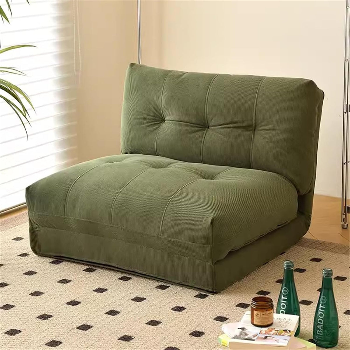 Divano letto Lzyjck, metallo, Verde, trasformabile, con funzione letto, regolabile, pieghevole, imbottito, per soggiorno