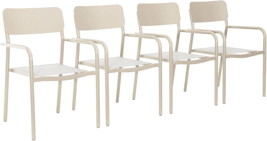 Sedia Alice's Garden, 4 sedie, 57,5 × 54 × 86 cm, alluminio, textilene, Beige, per giardino e terrazzo