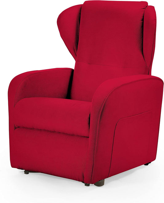 Poltrona reclinabile Fisiomatic Relax System, tessuto, Rosso, con poggiapiedi, idrorepellente, per soggiorno