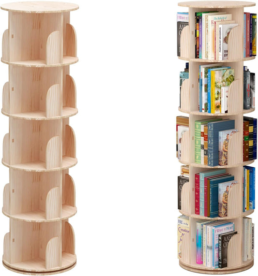 Libreria PTUWODS, 5 ripiani, legno massello, scaffale portaoggetti per bambini e adulti
