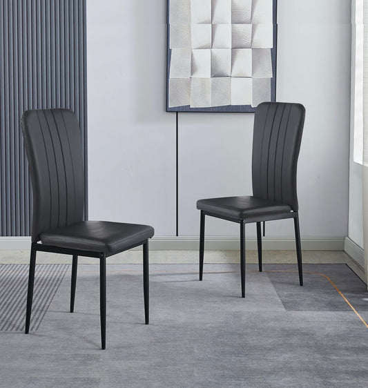 Sedia Hallowood Furniture, 2 sedie, 96 × 42 × 56 cm, metallo, similpelle, Nero, per ufficio