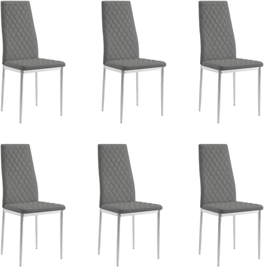 Sedia Home Detail, 6 sedie, 42 × 52 × 98 cm, metallo, similpelle, Nero e grigio, per sala da pranzo e cucina