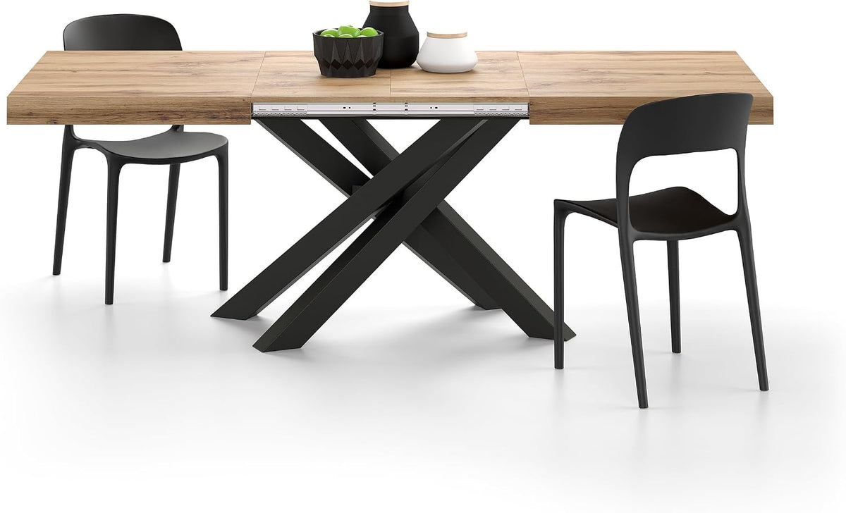 Tavolo allungabile Mobili Fiver, Rovere, per sala da pranzo e cucina, Tavolo Allungabile Emma 140(220) x90 cm