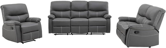 Divano Vente-unique, 3 posti, 2 posti, 183 × 90 × 95 cm, 133 × 90 × 95 cm, similpelle, Grigio, con braccioli, per soggiorno