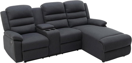 Divano angolare Vente-unique, 231 × 172 × 102 cm, tessuto, Antracite, con braccioli, per soggiorno