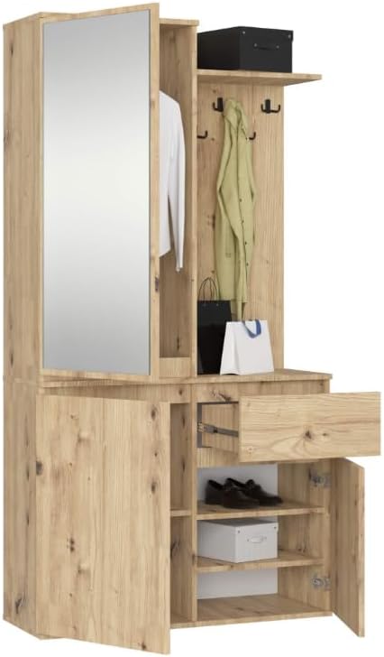 Armadio guardaroba BDW, 95 × 183 × 35 cm, Rovere, per camera da letto