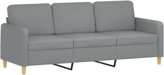 Divano, 3 posti, 198 × 77 × 80 cm, tessuto, Grigio chiaro, con braccioli, imbottito, per soggiorno