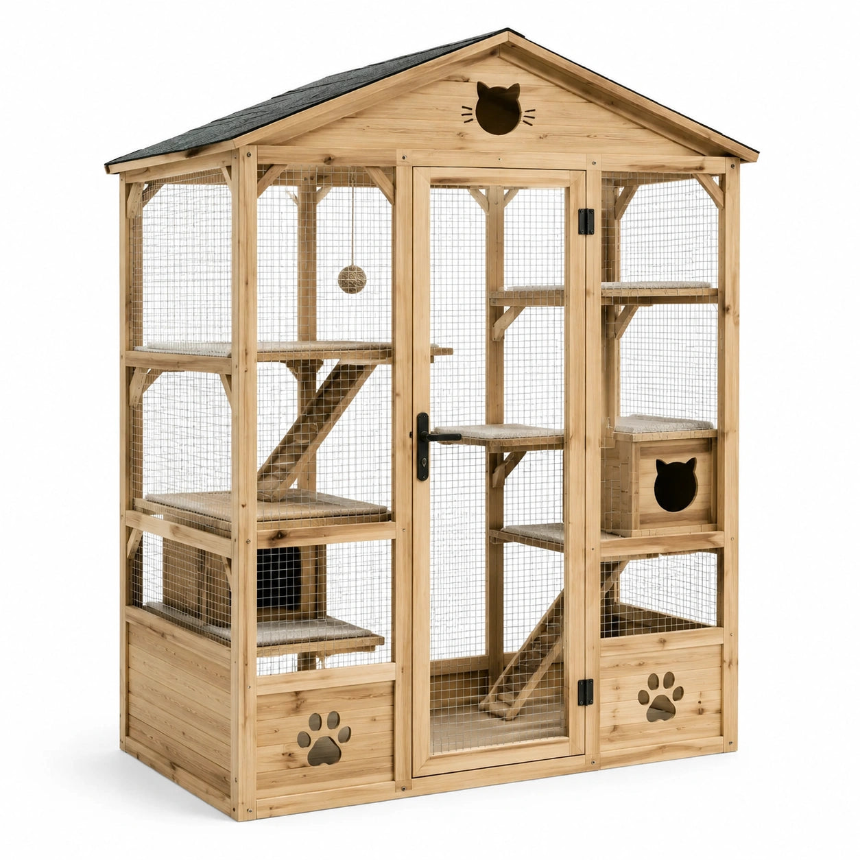 Gabbia per gatti in legno e metallo 180x90x90 cm