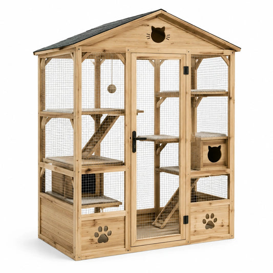 Gabbia per gatti in legno e metallo 180x90x90 cm