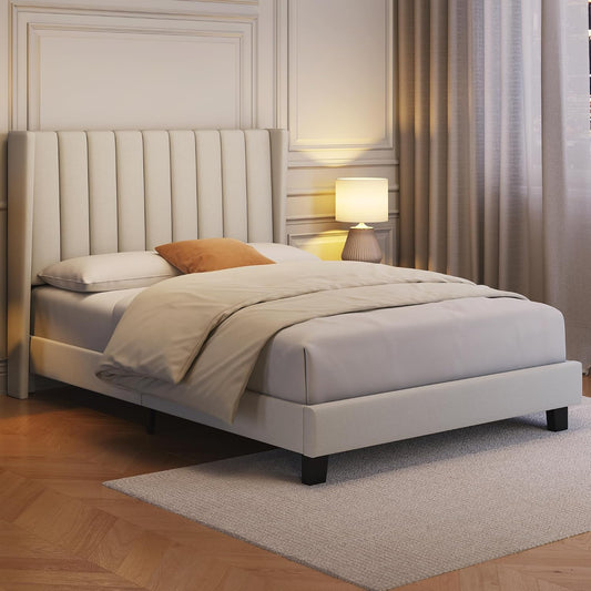 Letto Yaheetech, matrimoniale, legno, metallo, imbottito, per camera da letto