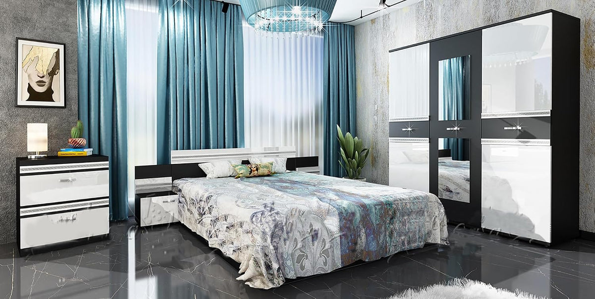 Letto ARREDO DA CASA CDLU21, matrimoniale, Bianco, per camera da letto